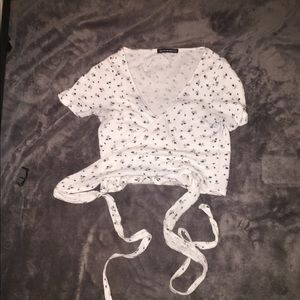 Brandy Melville floral wrap shirt